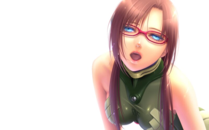 Anime Woman with Glasses — White