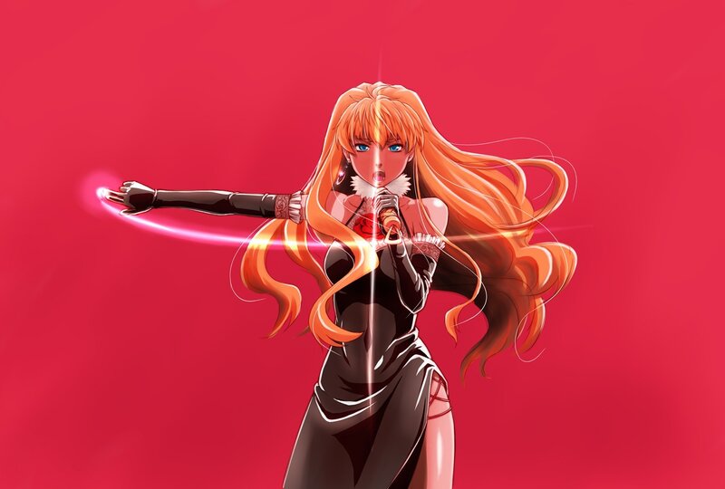 anime woman with glowing energy