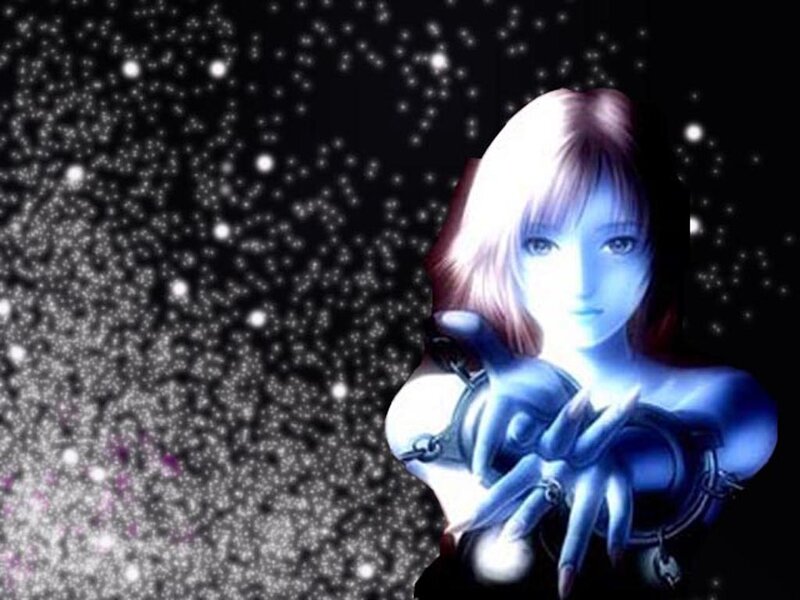 Anime Woman with Glowing Hands — Blue, Dramatic