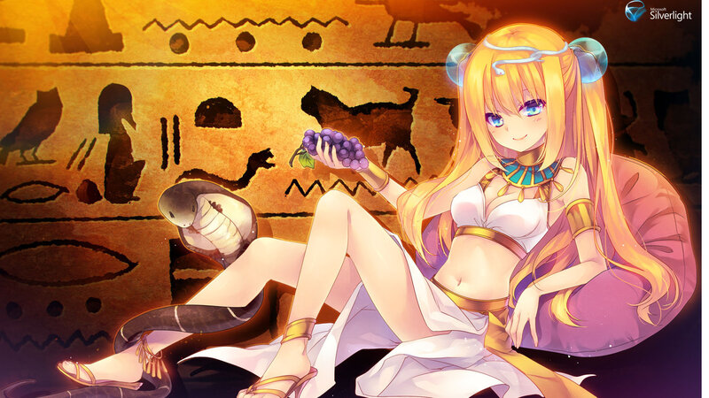 Anime Woman with Grapes — Gold