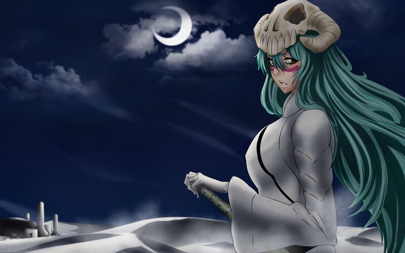 Anime Woman with Green Hair — Blue, Dramatic