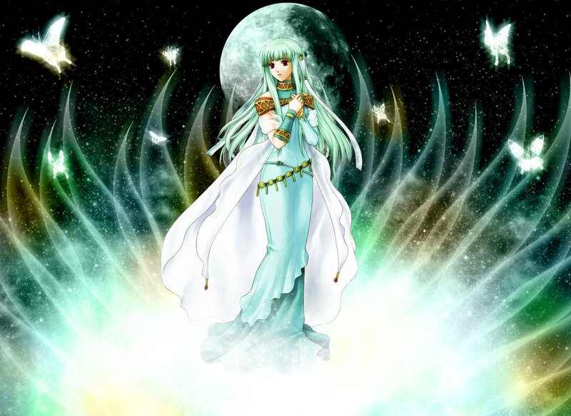 Anime Woman with Green Hair — Serene, Night