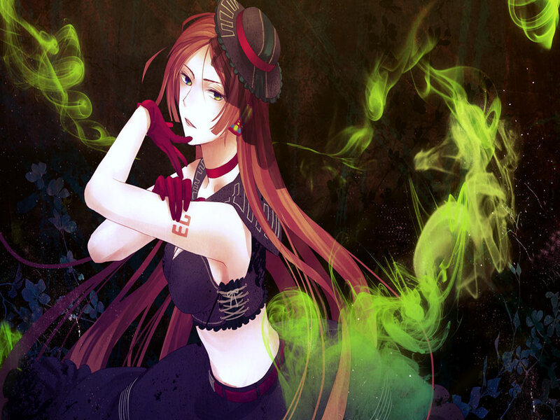 Anime Woman with Green Smoke