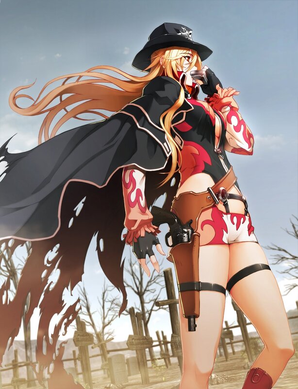anime woman with gun