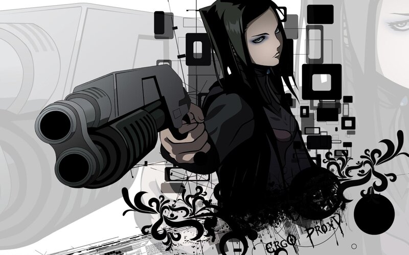 anime woman with gun