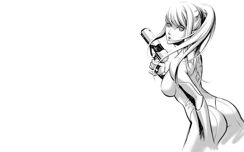 anime woman with gun