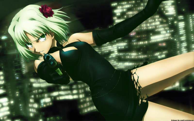 anime woman with gun