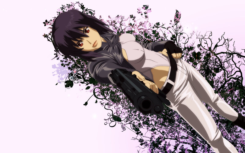 anime woman with gun