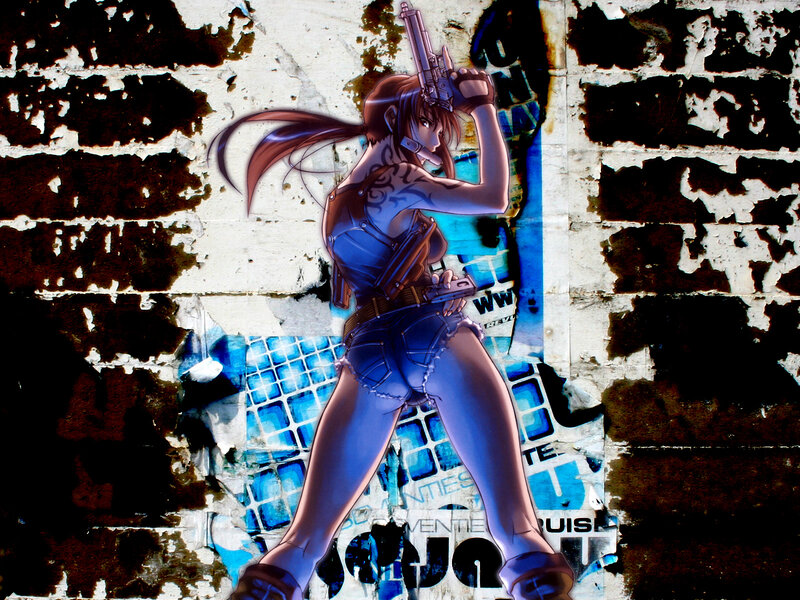 anime woman with gun
