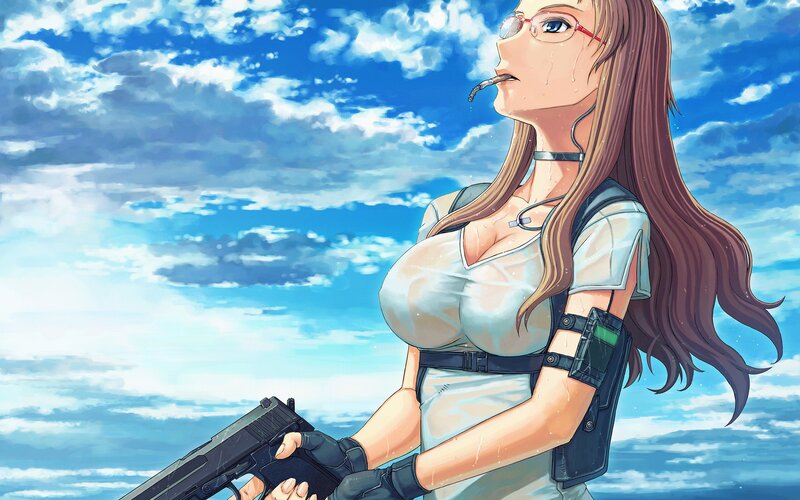 anime woman with gun