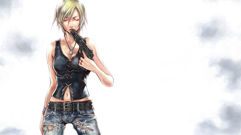 anime woman with gun