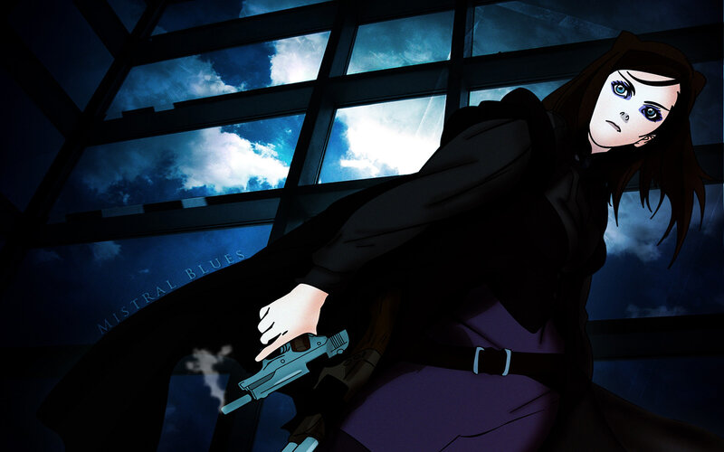 anime woman with gun