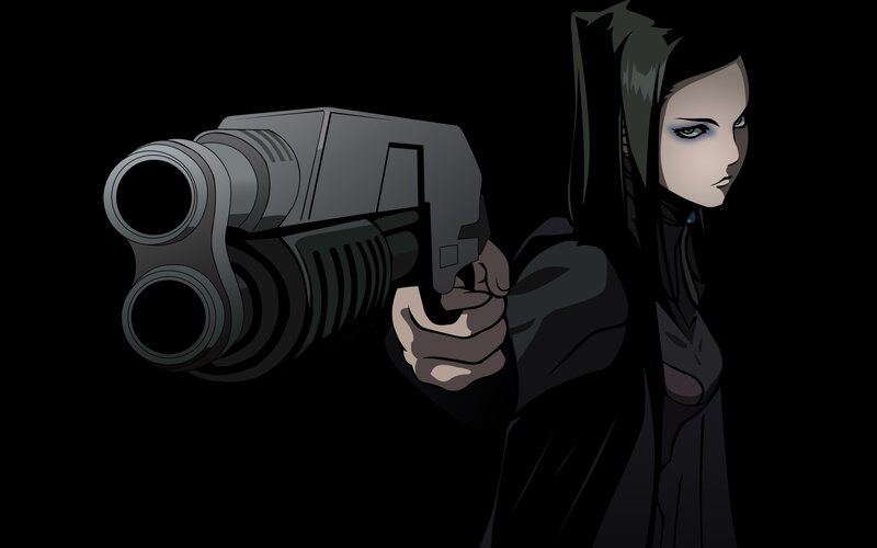 anime woman with gun