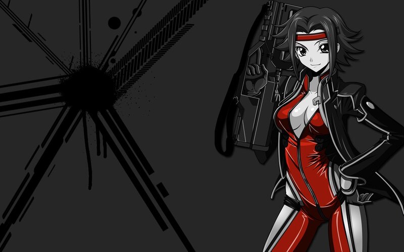 Anime Woman with Gun — Black, Confident