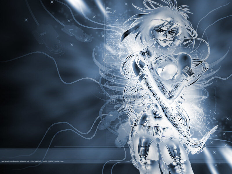 Anime Woman with Gun — Blue, Dramatic, Digital Art