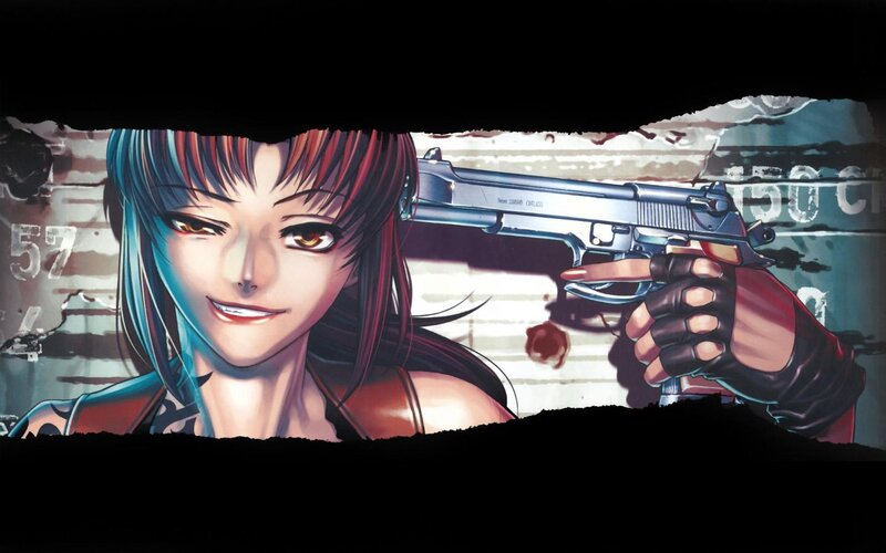 Anime Woman with Gun — Blue