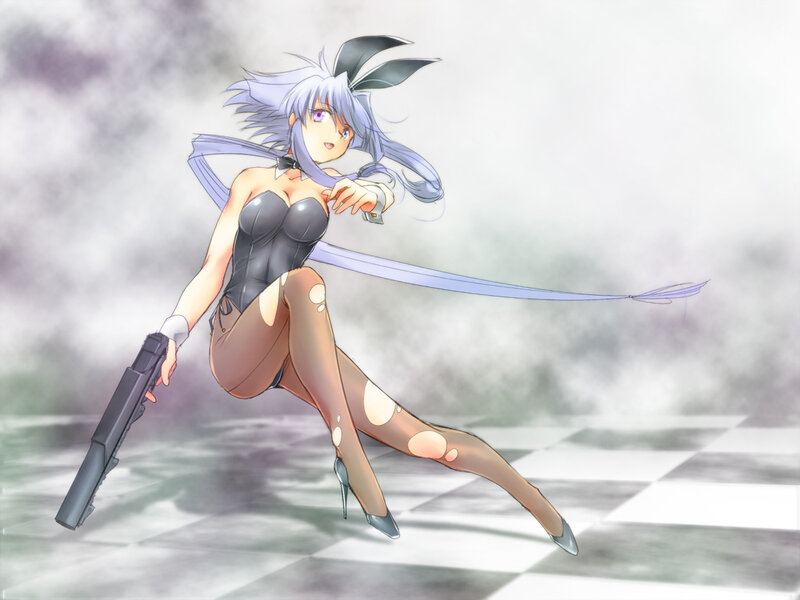 Anime Woman with Gun — Gray