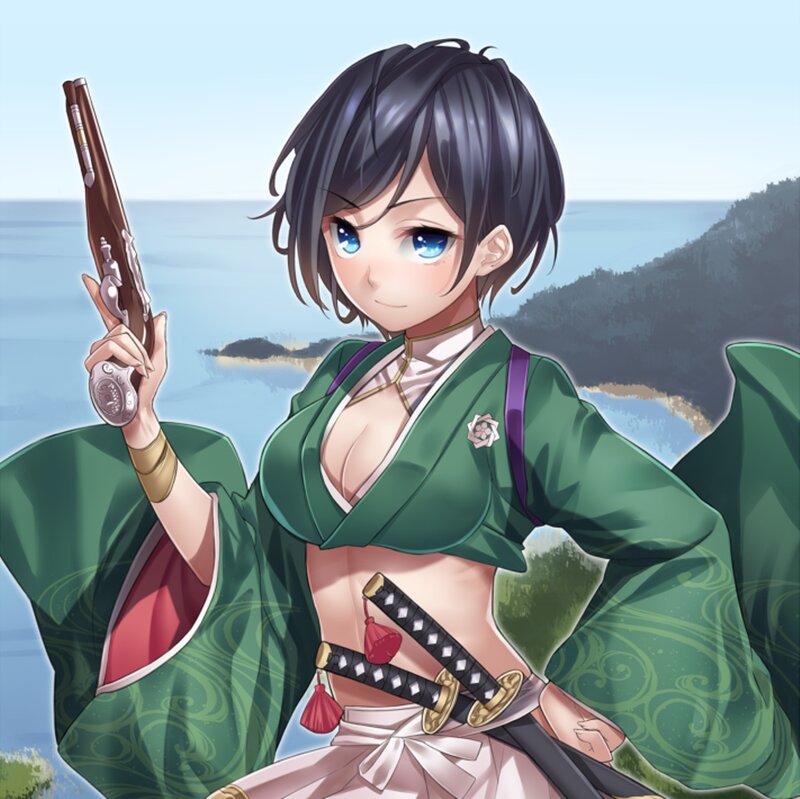 Anime Woman with Gun — Green