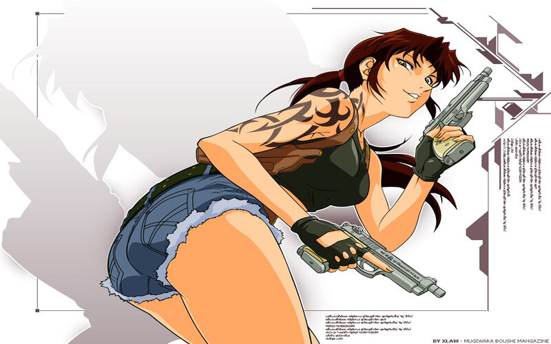 anime woman with guns