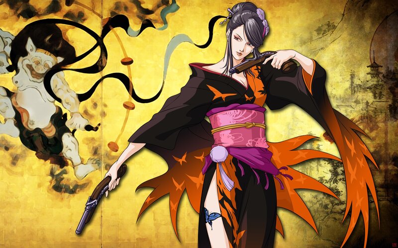 Anime woman with guns