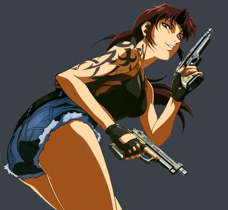 Anime Woman with Guns — Brown, Confident