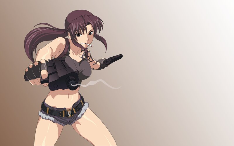 Anime Woman with Guns — Brown