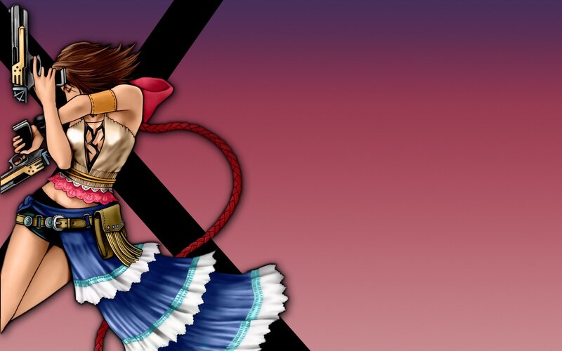 Anime Woman with Guns — Purple, Dramatic, Digital Art