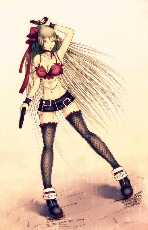 Anime Woman with Guns — Red, Confident, Manga