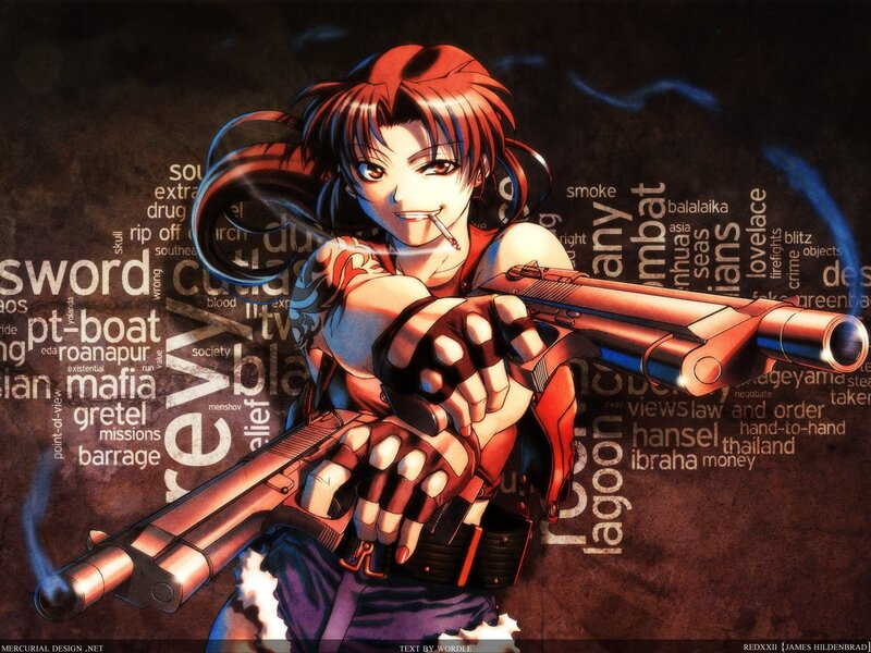Anime Woman with Guns — Red, Dramatic, Manga