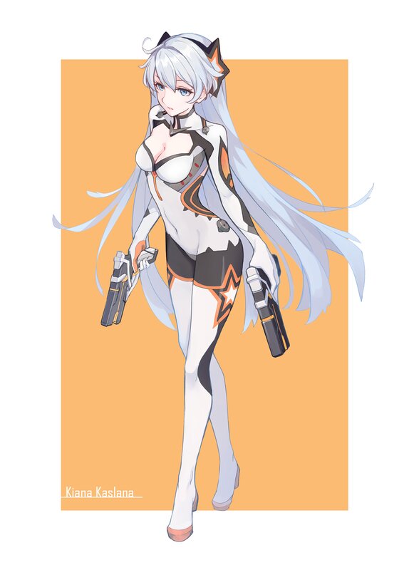 Anime Woman with Guns — White