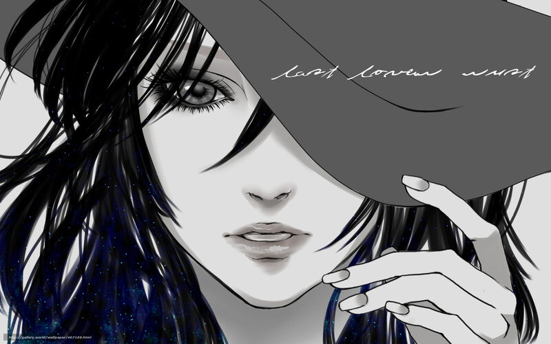 Anime Woman with Hat — Black
