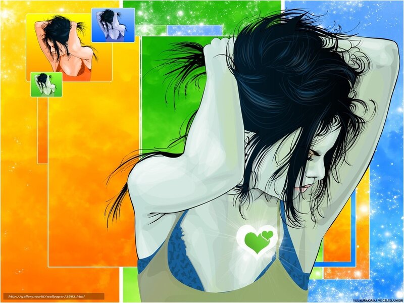 anime woman with heart symbol