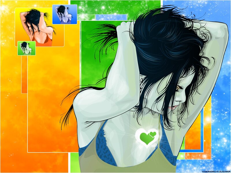 anime woman with heart