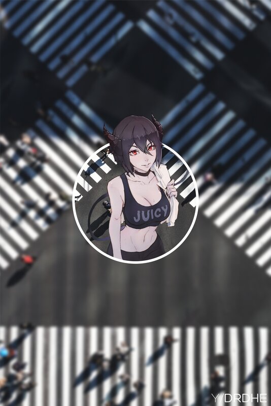 Anime Woman with Horns — Black, Dramatic