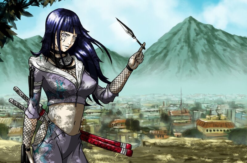Anime Woman with Kunai — Purple, Dramatic