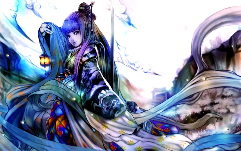 Anime Woman with Lantern