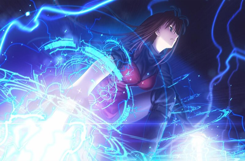 Anime Woman with Lightning — Blue