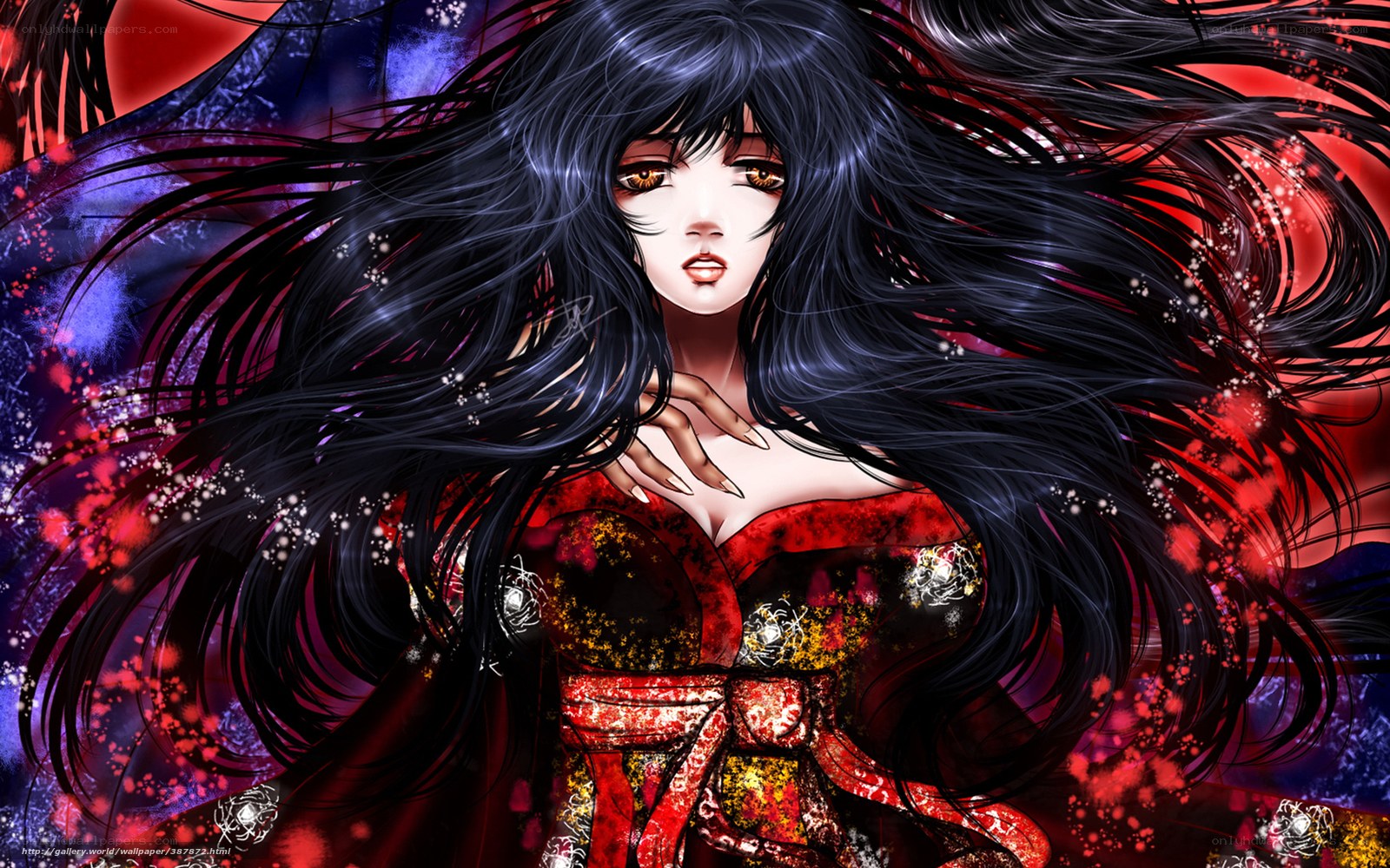 anime woman with long black hair