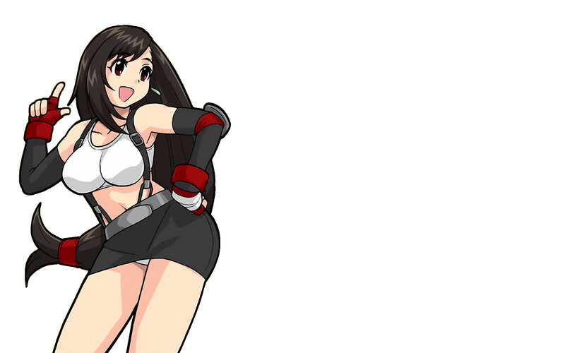 Anime Woman with Long Hair — Black, Playful