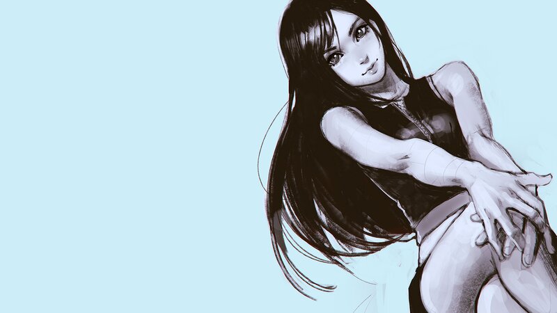 Anime Woman with Long Hair — Blue, Calm, Manga
