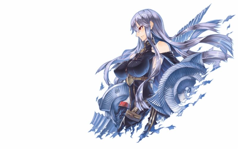 Anime Woman with Long Hair — Blue, Dramatic, Long Hair