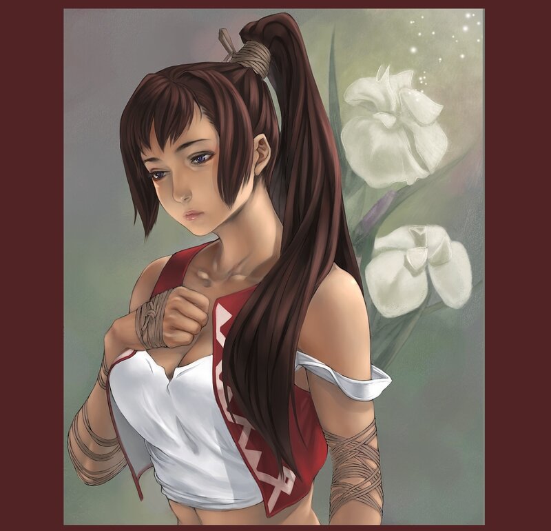 Anime Woman with Long Hair — Brown, Calm