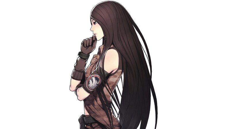 Anime Woman with Long Hair — Brown, Neutral, Manga