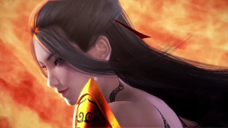 Anime Woman with Long Hair — Orange, Dramatic