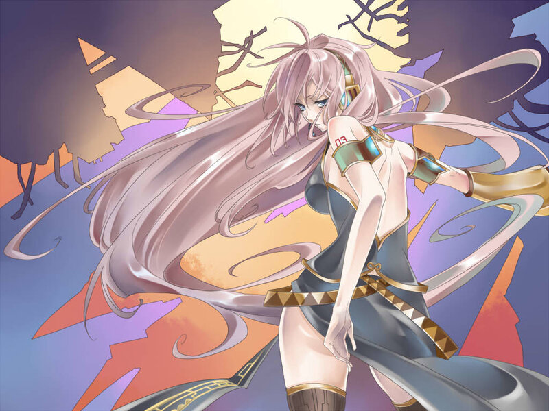 Anime Woman with Long Hair — Purple, Dramatic, Sunset, Digital Art