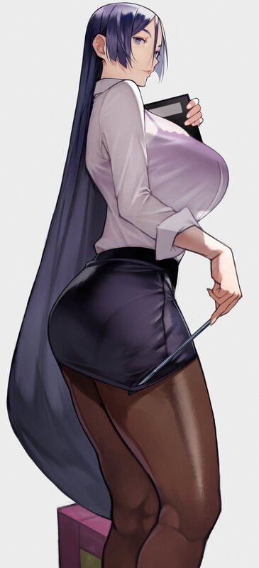 Anime Woman with Long Hair — Purple, Neutral