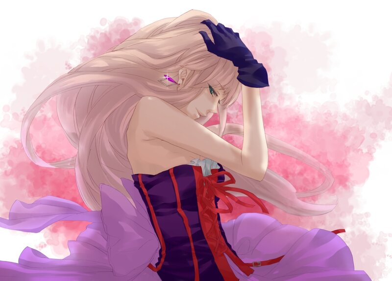 Anime Woman with Long Hair — Purple, Serene