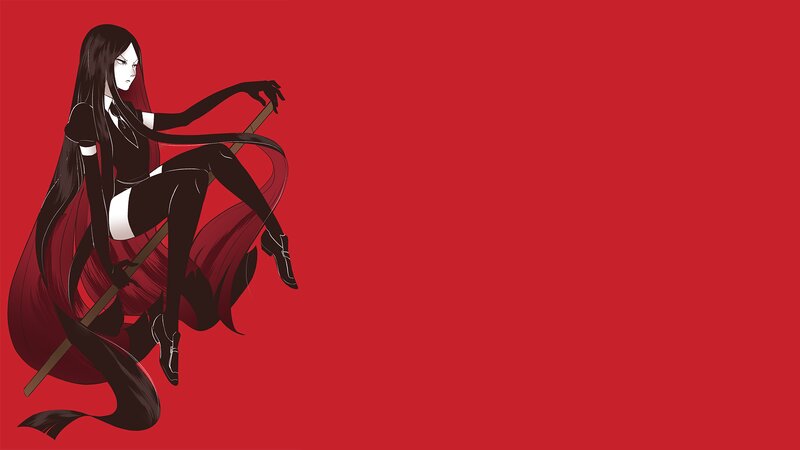 Anime Woman with Long Hair — Red, Dramatic, Manga