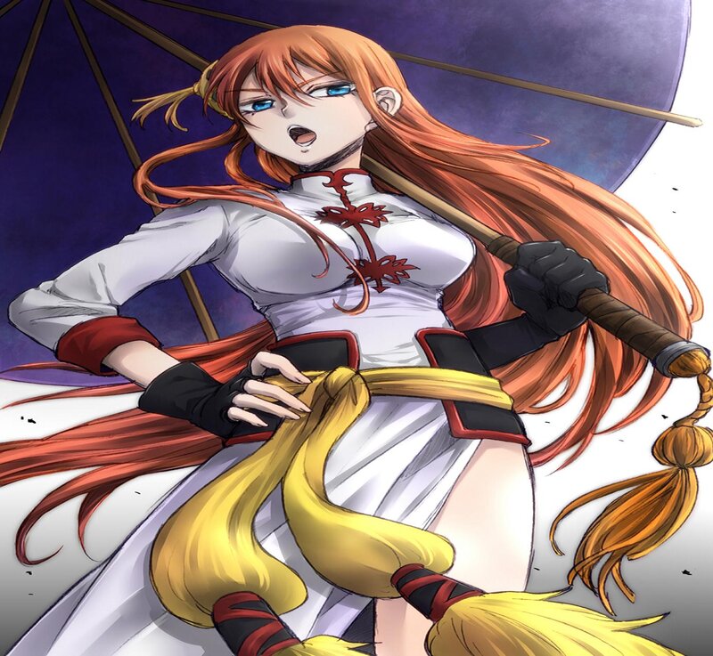 Anime Woman with Long Hair — White, Dramatic
