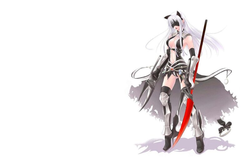 Anime Woman with Long White Hair — Dramatic